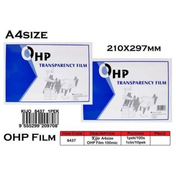 KIJO 8437 A4 Size 210x297mm OHP Film (100mic)